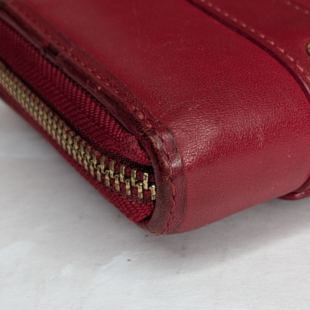 Coach Zoe Vintage Red Leather Zip Wallet Buckles Accordion Organizer EST 1941 - Picture 13 of 15
